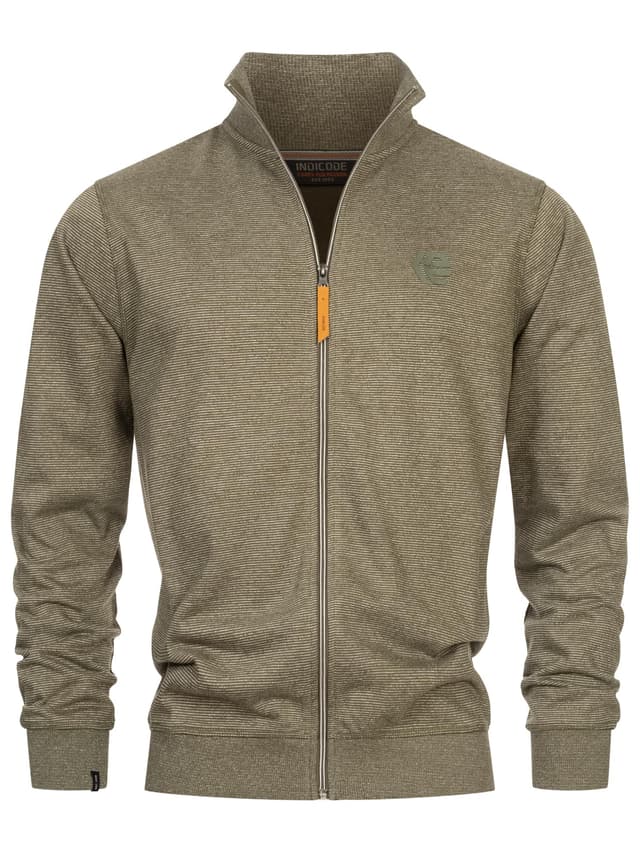 🔥 Reduziert! Indicode Herren INYanic Sweatjacke mit Stehkragen | Cardigan Herrenjacke Sweater Männer S Army