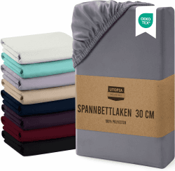 Utopia Bedding - Spannbettlaken 180x200cm Bis 30 cm - Grau 🛏️ Angebot bei HelloDeals
