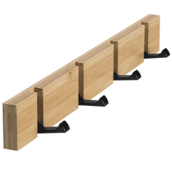 🌿🧥 ANVODE Hölzernes Garderobenhaken Wand - Faltbare Garderobenleiste mit 4 Haken