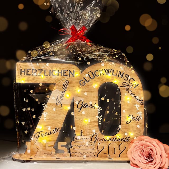 YUNLI Holz-Schild Gästebuch, 70. Geburtstag Frauen & Männer 🎉🎁
