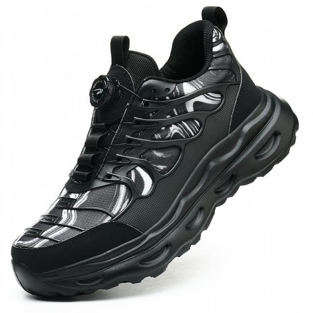Gugifcto Sicherheitsschuhe Herren S3 | Leicht & Elastisch | Stahlkappe & Durchtrittschutz | Drehverschluss-Design | NEU 2025 36-46 43 EU Schwarz 🛡️👟