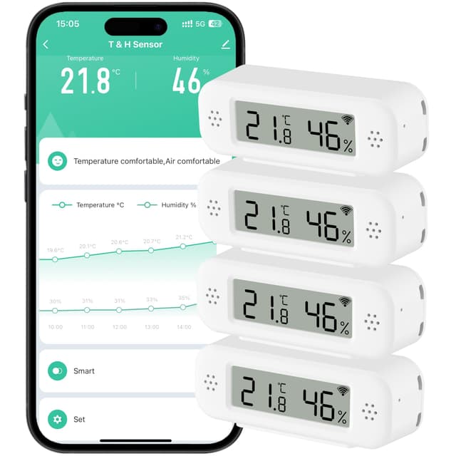 🌡️🌿 Comboss WLAN Hygrometer Thermometer Innen - 4 Stück