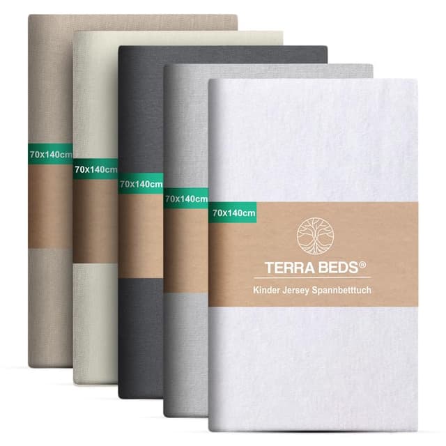 Terra Beds Premium Spannbettlaken 70x140 cm - 160g/m2-100% Hochwertiges Oeko-TEX Baumwoll Jersey Kinder Spannbetttuch 🛏️