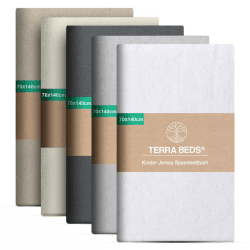 Terra Beds Premium Spannbettlaken 70x140 cm - 160g/m2-100% Hochwertiges Oeko-TEX Baumwoll Jersey Kinder Spannbetttuch 🛏️