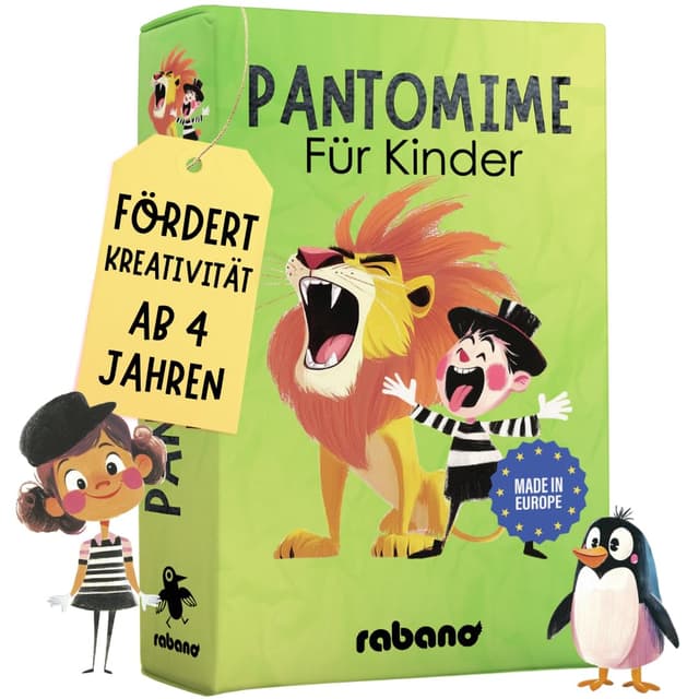 🎭 Rabano Art Pantomime für Kinder | Lernspiel & Geschenk für Mädchen und Junge | Spiele ab 4-9 Jahre