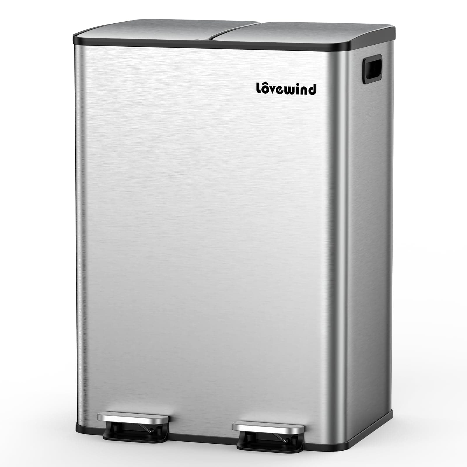 🌟 Lovewind Mülleimer, 2 x 30L Mülleimer Küche, Silber 🌟