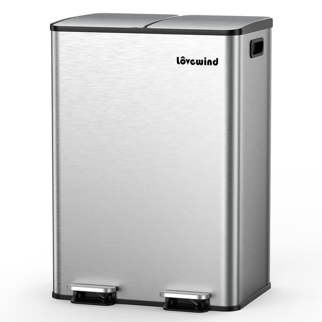 🌟 Lovewind Mülleimer, 2 x 30L Mülleimer Küche, Silber 🌟