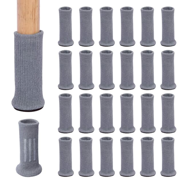 🪑🧦 Ezprotekt Stuhlbeinschoner | Elastisch & rutschfest | 24 Stück Grau 70mm