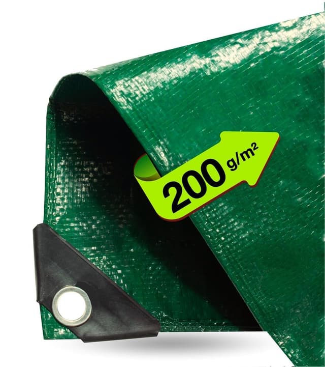 2x2 m Abdeckplane wasserdicht - 200 g/m² Gewebeplane - Plane für Holz mit Ösen mit zusätzlicher Eckverstärkung 2x2m