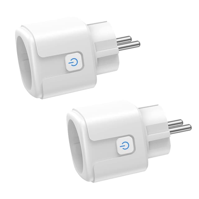 Smart WLAN Steckdose, 2 Stück Alexa Steckdose 16A 3680W, Smart Home WiFi Steckdose Kompatibel mit Alexa und Google Home, mit Strommessung | APP Fernsteuerung | Sprachsteuerung | Zeitschaltuhr (Weiß) 2pcs