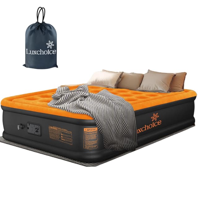Luxchoice Luftbett Luftmatratze Selbstaufblasend 2 Personen 🛏️ Premium Gästebett Dark Orange 205x155x38cm