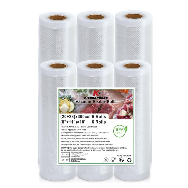 🌟 KitchenBoss Vakuumierbeutel 6 Rollen 20/28 x 300cm 🌟