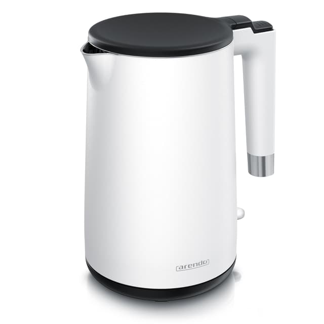 Arendo - Wasserkocher Edelstahl 1,5 Liter 2200 Watt Weiß Matt ⭐️🍵