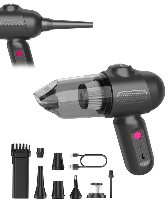 🌀 Handstaubsauger Akku 4in1,Mini Staubsauger Kabellos,Auto Staubsauger Stark,Autostaubsauger mit Waschbar HEPA für Küche,PC,Haus& Tierhaar Reinigung von kleinen Flächen pocket vac,vacuum cleaner Grau 8KPa
