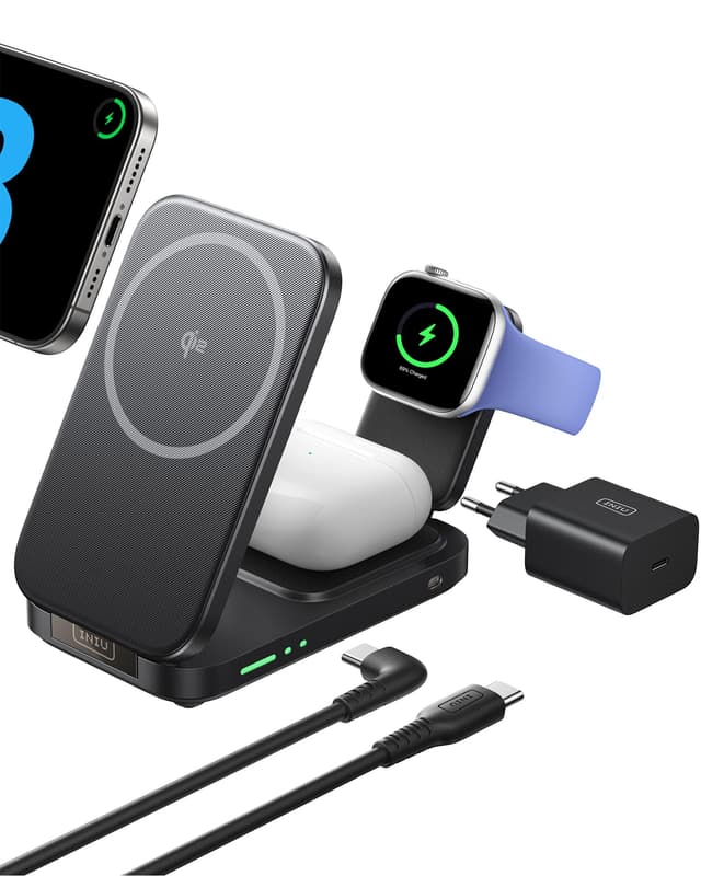 🔋 INIU 3-in-1 Mag-Safe Ladegerät: Qi2-Zertifiziert und Tragbar