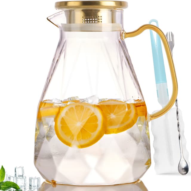 Yirilan 2.2 Liter Karaffe mit Diamantmuster 💎 - Perfektes Geschenk für alle Anlässe
