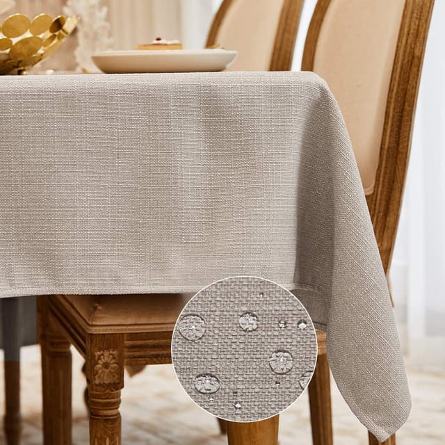🌿🍽️ Hochwertige Abwaschbare Leinen-Tischdecke - Beige-leinenoptik 120 x 160 cm