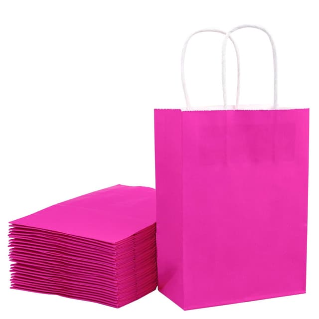 🎁 Loveinside 15X8X21 cm Papiertüten Kleine Kraft Pink Geschenktüten Bulk Mit Griffen - 25 Stück/Set
