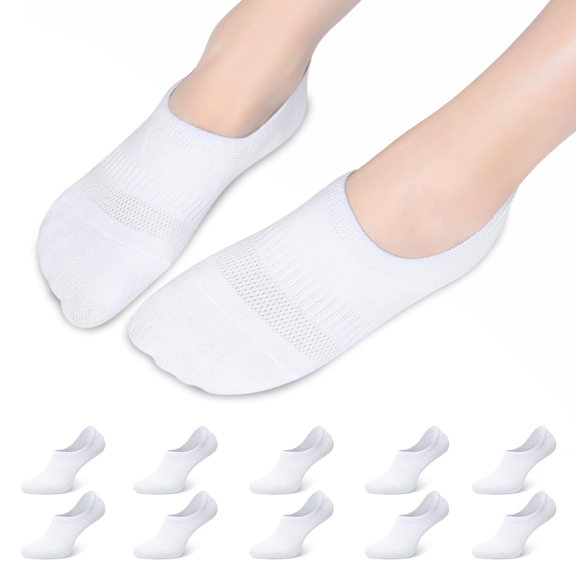 Falechay 10 Paar Sneaker Socken Damen Füßling Herren No show Unsichtbare Socken Sneakersocken 39-42 Weiß 🧦🌟