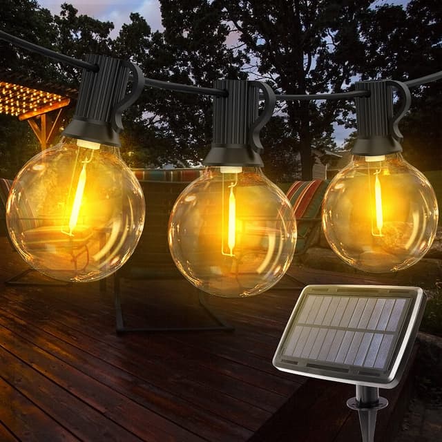 ROVLAK Solar Lichterkette Aussen Innen 25+3 LED Glühbirnen Lichterkette Außen 15M 🌞🎉🏡