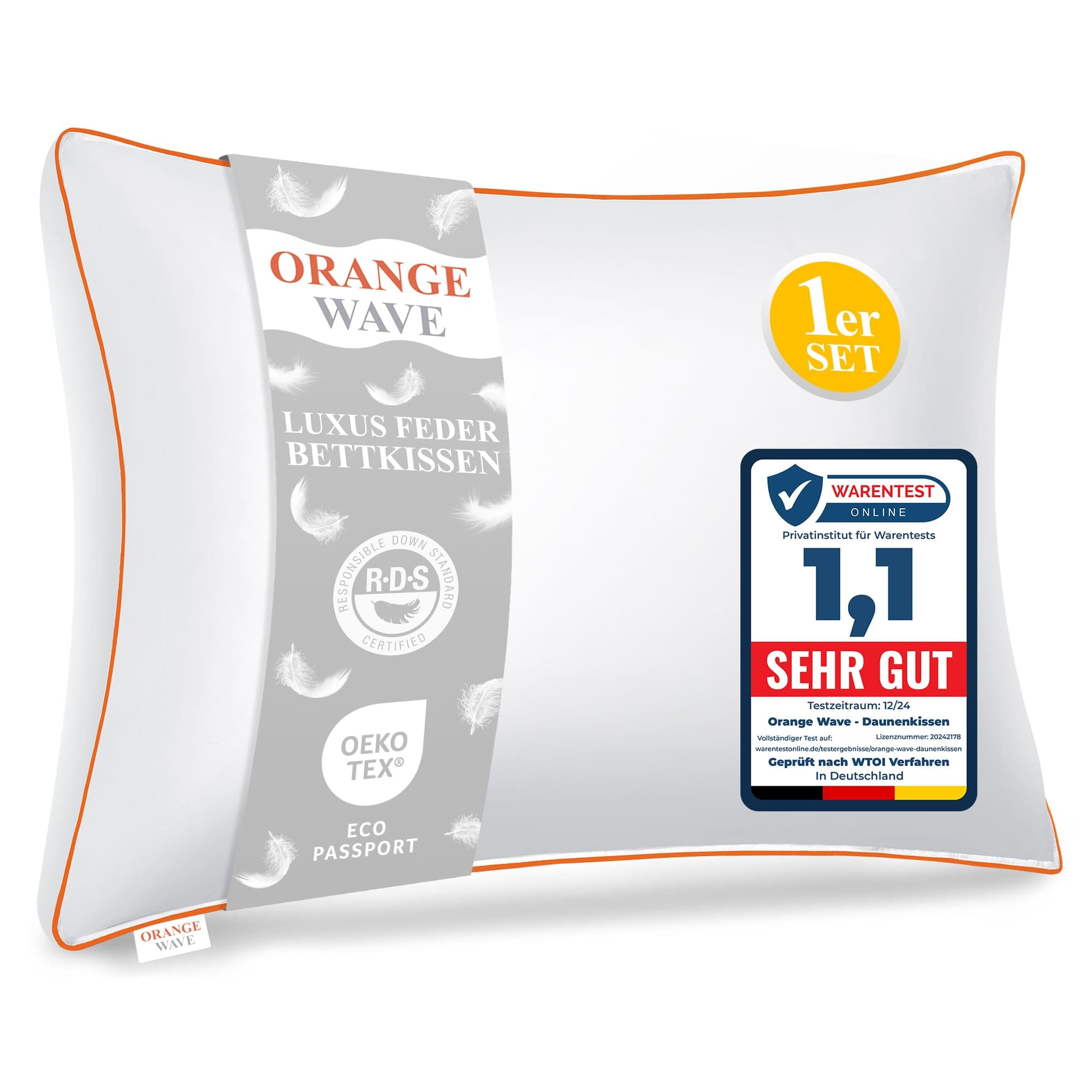 Orange Wave Kopfkissen 50x70cm 🛌🌙