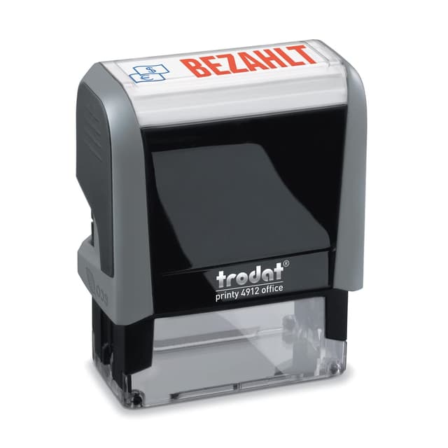 Trodat Office Printy 4912 Textstempel - BEZAHLT, blau-rot, 47 x 18 mm