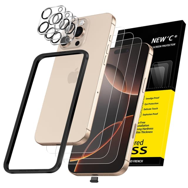 📱🔒 NEW'C 3x Panzerglas für iPhone 16 Pro Max 6,9 Zoll - Kratzfest & Doppelkameraschutz