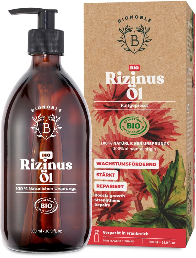 Bionoble Rizinusöl Bio 500ml - 100% Rein, Natürlich, Kaltgepresst 🌿