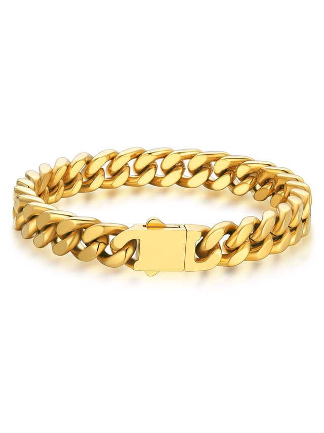 Bandmax Panzerkette Herren Damen Armband Edelstahl Kette 🌟 Gold 23.0 Zentimeter