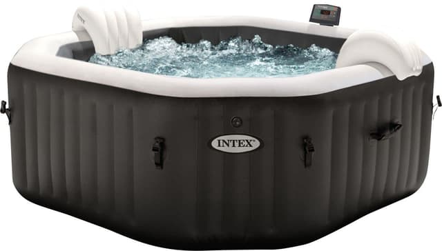 🌊🔥 Intex 28458 - Whirlpool aufblasbar PureSpa Jet&Bubble Deluxe, 4 Personen, 120 Düsen, Heizung, Schwarz