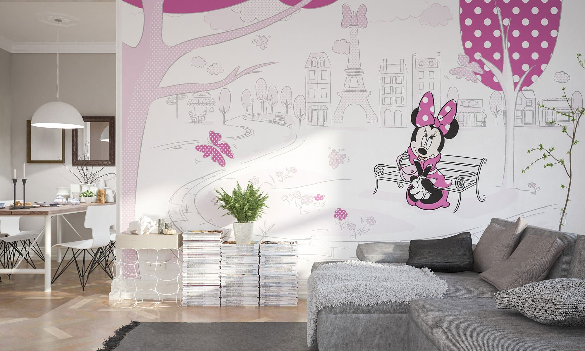 Komar Disney Vlies Fototapete MINNIE IN PARIS | 400x250cm 🎀 Kinderzimmer Dekoration