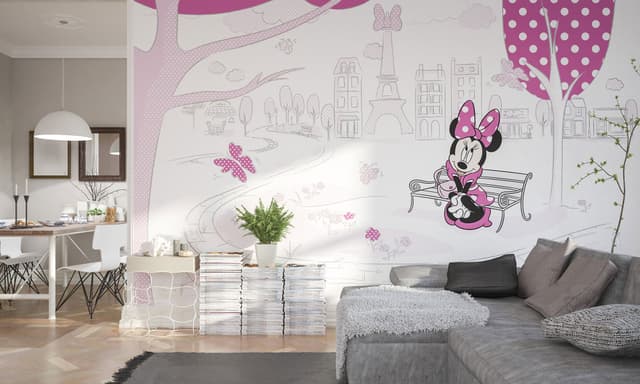 Komar Disney Vlies Fototapete MINNIE IN PARIS | 400x250cm 🎀 Kinderzimmer Dekoration