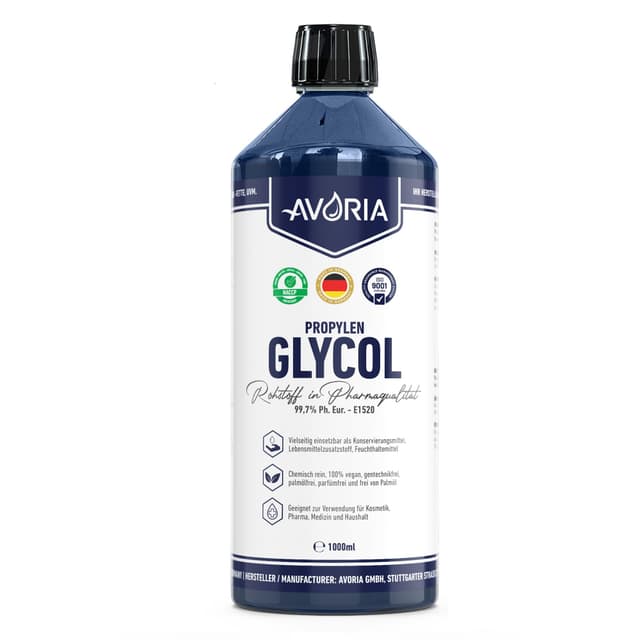 Avoria Propylenglykol 99,7% - Pharma- & Lebensmittelqualität - 1L PET-Flasche 🌿🇩🇪
