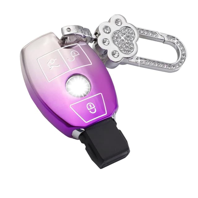 🌟 BLINGOOSE Schlüsselhülle für Mercedes Benz 3 Tasten Glitzer Auto Schlüsselanhänger Zubehör