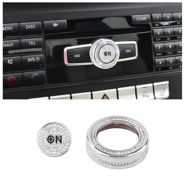 BLINGOOSE Mercedes Auto Accessoires Glitzer Audio Multimedia Knopf Ring Abdeckung Aufkleber