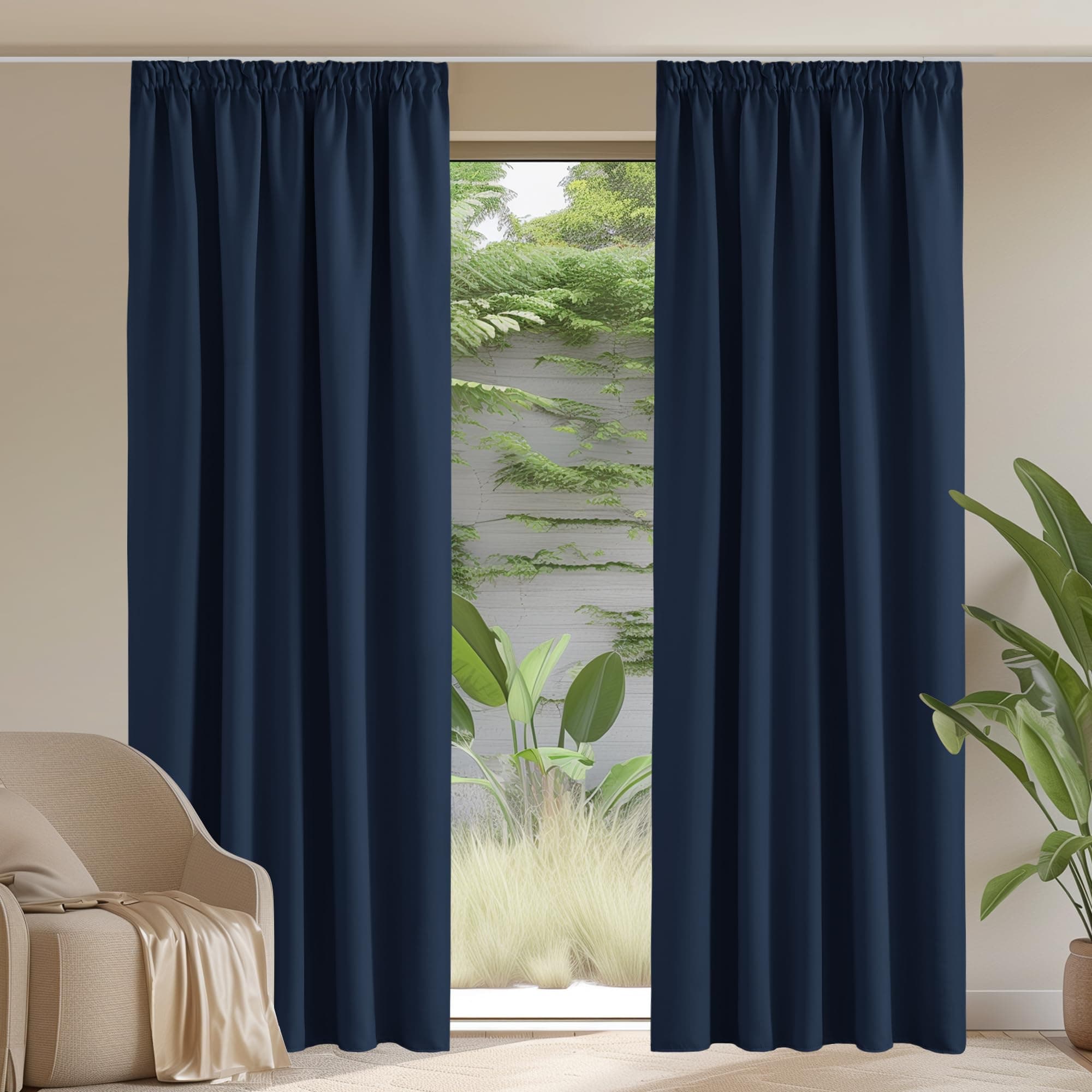 🌙🌟 PONY DANCE Verdunklungsvorhänge 2er Set Dunkelblau H245 x B140 cm