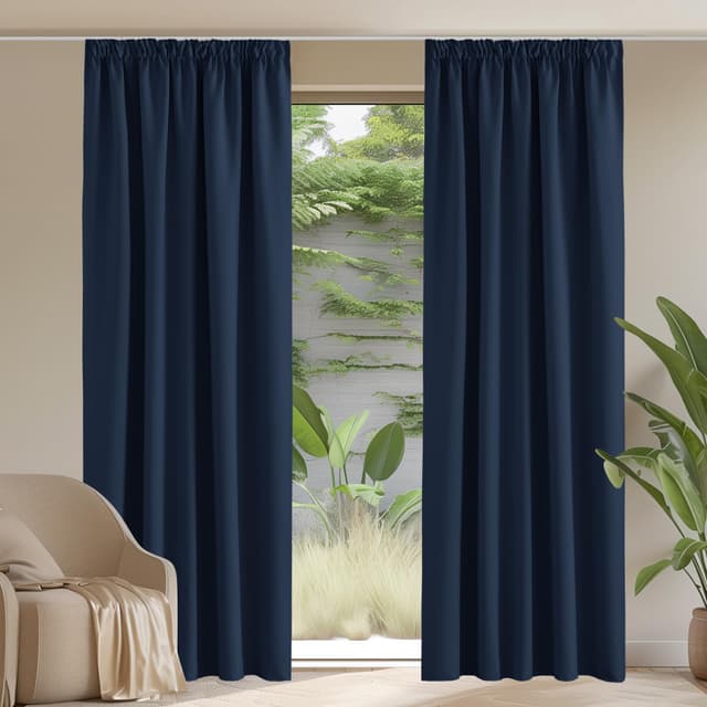 🌙🌟 PONY DANCE Verdunklungsvorhänge 2er Set Dunkelblau H245 x B140 cm