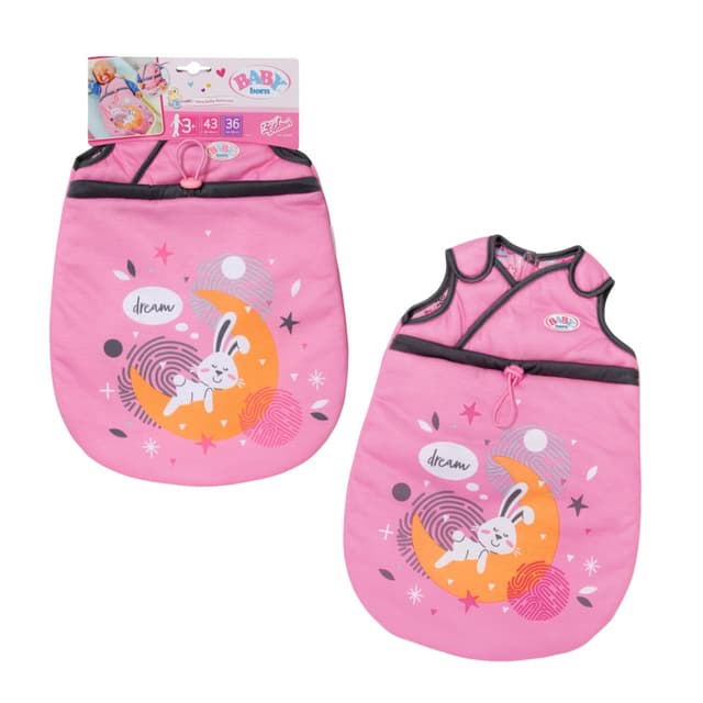 🌙 BABY born 832479 Schlafsack - Puppenschlafsack rosa grau 🐰