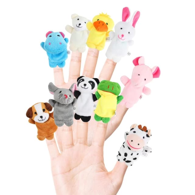 DERAYEE Finger-Puppen Set - 10 Stück 🎁🐻🐭🐰🐼🐘🦛🐄🐶🦆🐸
