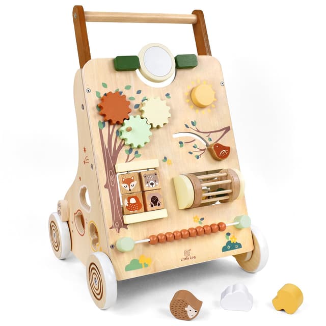 🌟 Holz Lauflernwagen mit Activity Center für Babys ab 12 Monaten 🎁