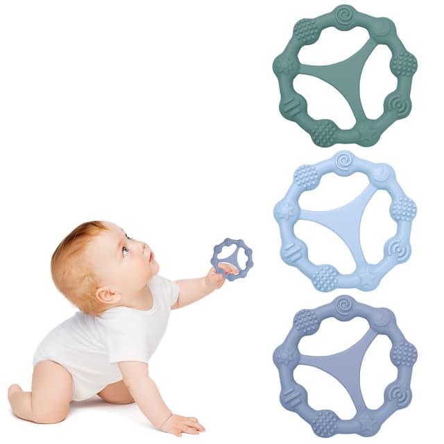 👶🦷 3 Stück Beißring Baby, Beissring Baby Kühlend BPA-Frei 🍼🎁