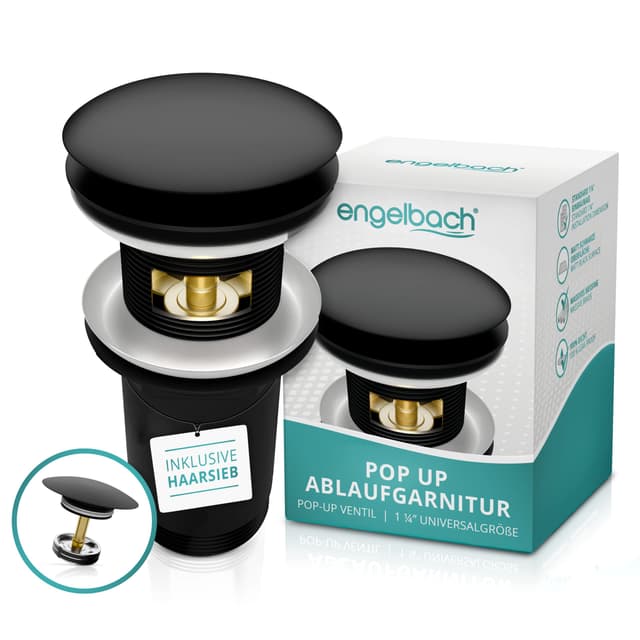Engelbach® Universal Waschbecken Ablaufgarnitur - Pop up Ablaufventil mit und ohne Überlauf