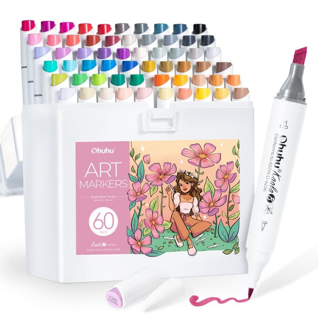 Ohuhu Alkohol Marker, 60 +1 Farben Mini-Pinsel 🎨
