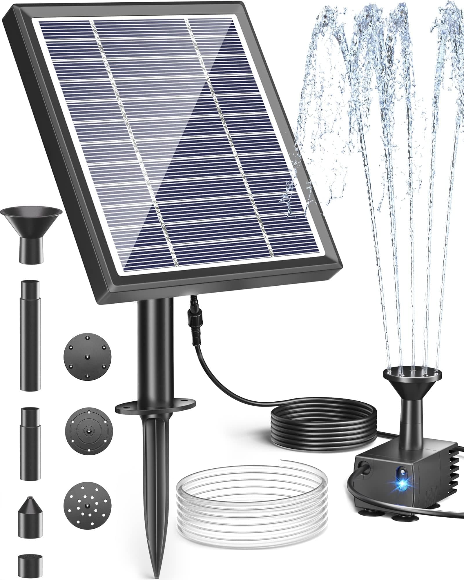 🌞 Biling Solar Springbrunnen für draußen - Solar Wasserpumpe mit Filter und Wasserleitung