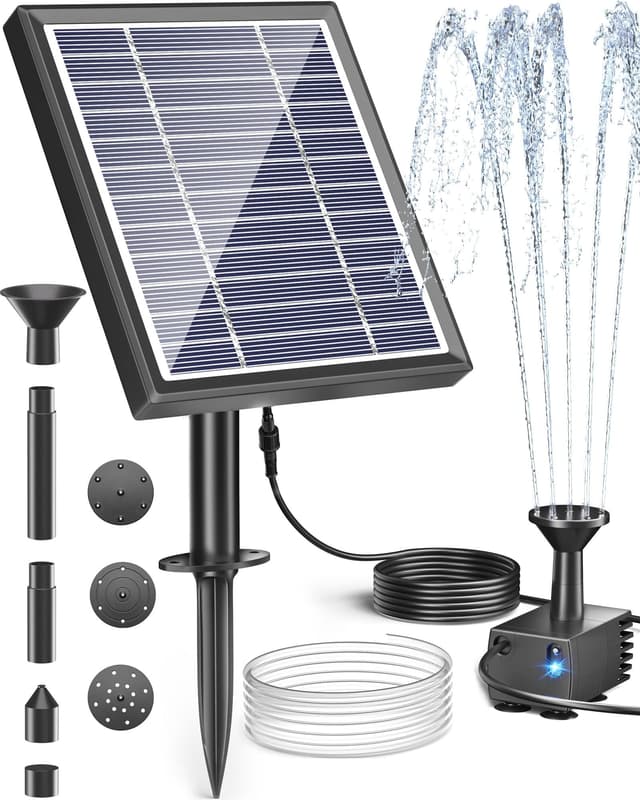 🌞 Biling Solar Springbrunnen für draußen - Solar Wasserpumpe mit Filter und Wasserleitung