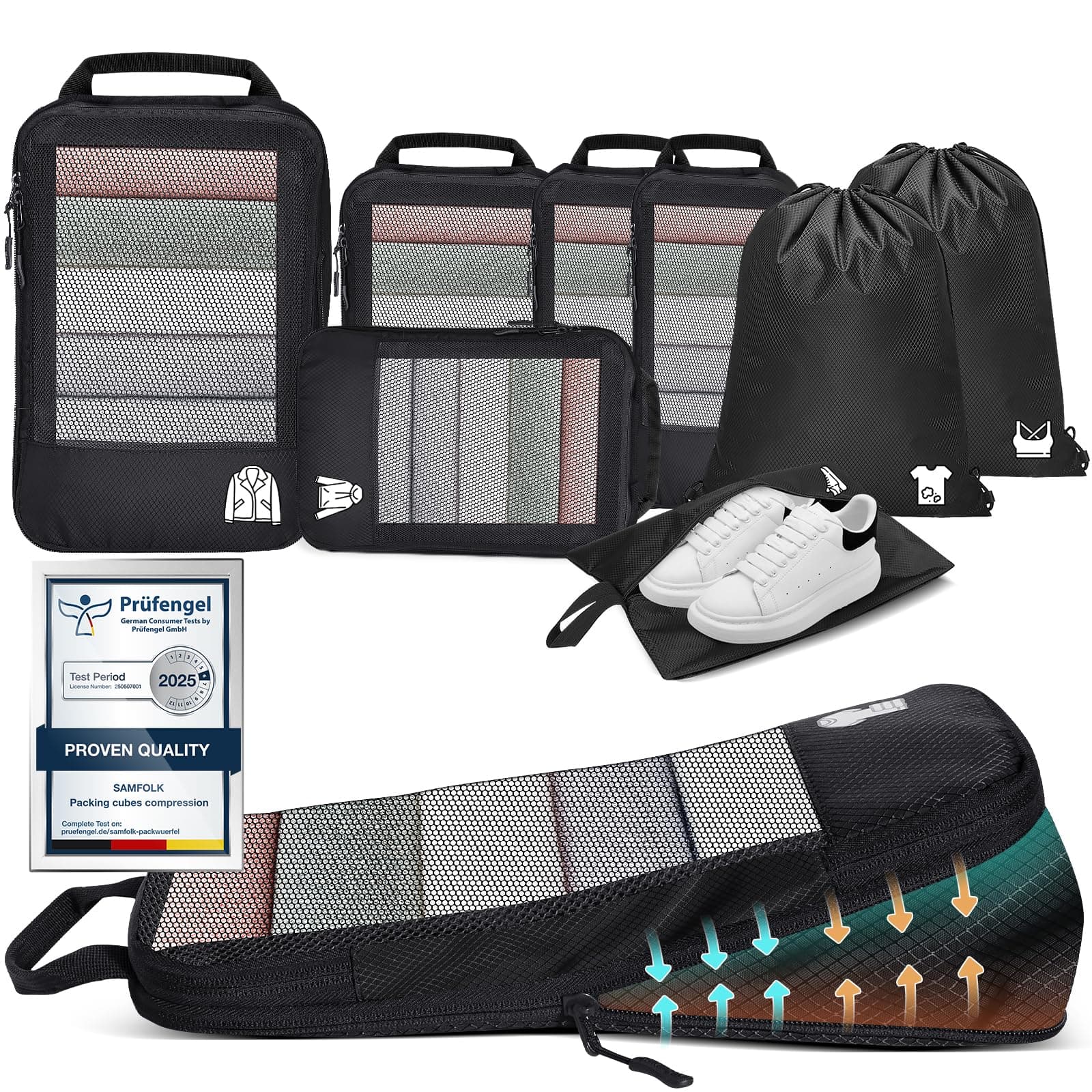 🔥 8-teilige Compression Packing Cubes - Koffer Organizer Set für ultimative Packeffizienz! 🧳