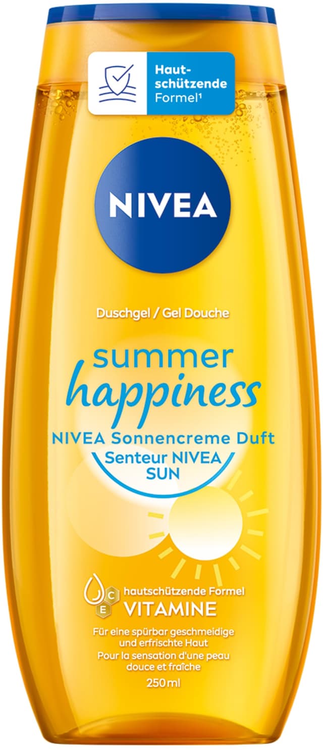 🌞 NIVEA Summer Happiness Duschgel 🚿 Erfrischende Hautpflege mit Vitamin C & E (250 ml)