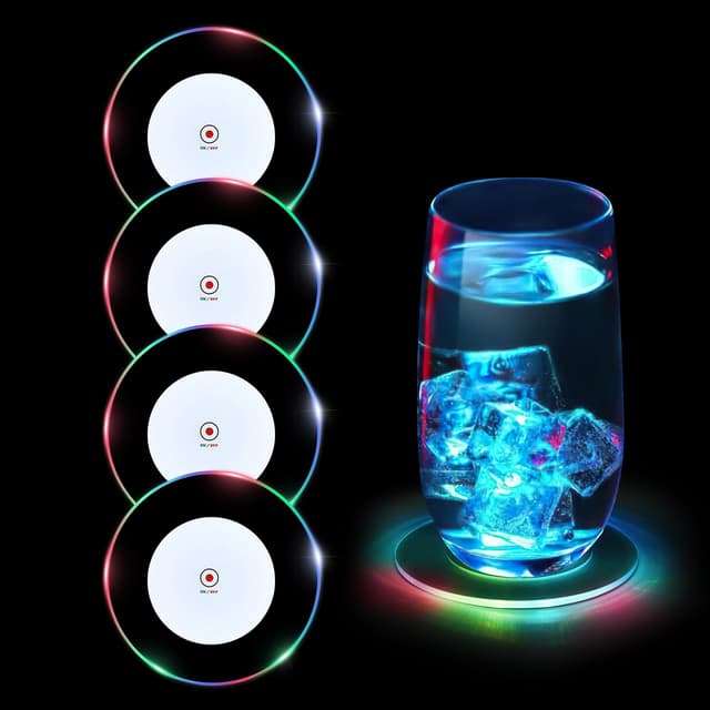 LED Untersetzer Set 6er-Set 🍹 - Bunt Leuchtende Acryl Untersetzer