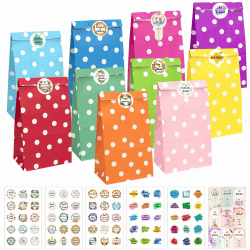 🎁 KASZOO Papiertüten, 40 Stück Bunte Geschenktüten mit 84 Aufkleber 🛍️ Angebot bei HelloDeals