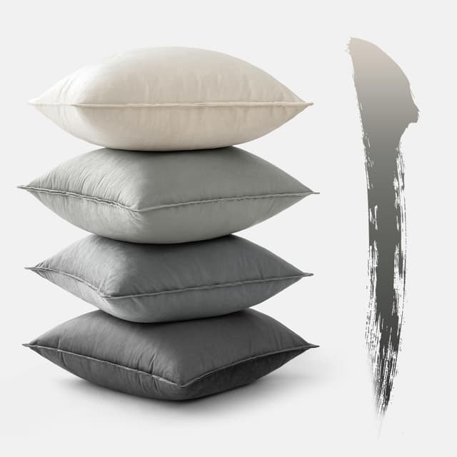 MIULEE 4er Set Samt Kissenbezug 50x50 cm Grau Serie 😍 Dekorative Kissenhülle 🛋️ Sofakissen Umwickelte Kante 🌟 Zierkissenbezug für Sofa Wohnzimmer Schlafzimmer 50 x 50 cm, 4 Stück Grau Serie